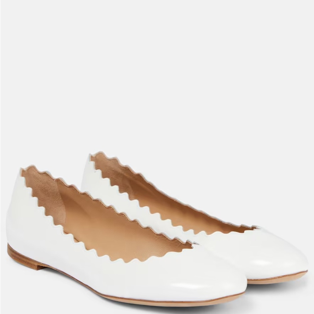 Chloe Lauren Scalloped Leather Ballet Flats